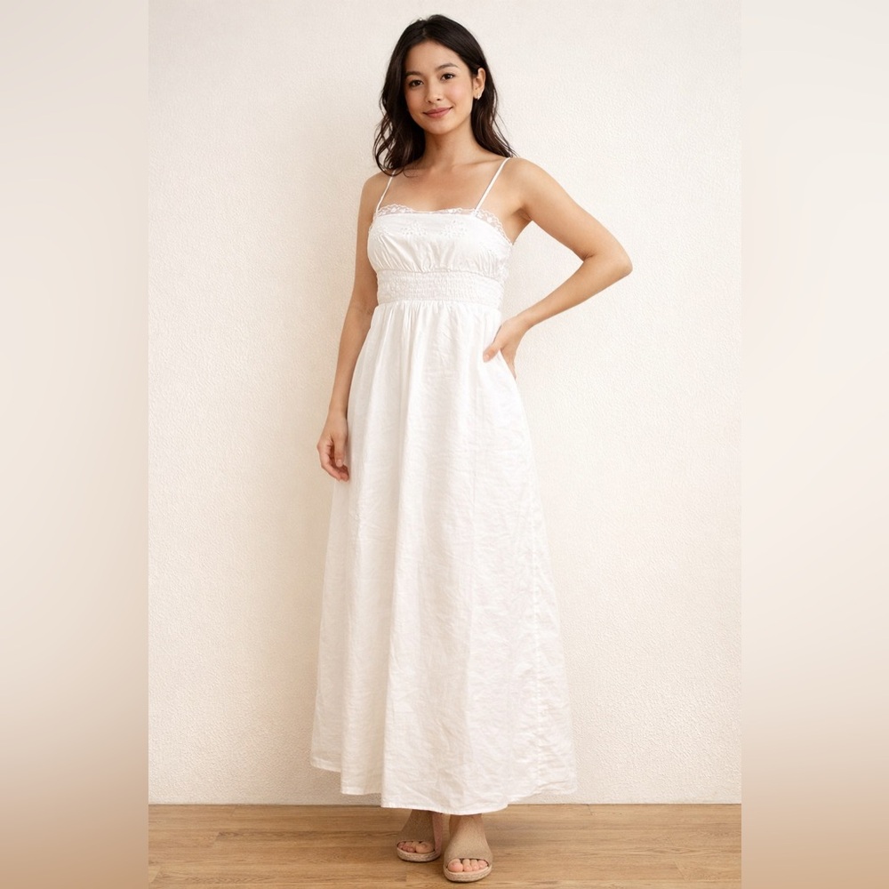 Zara White Maxi Dress Bridal Shower 100% cotton